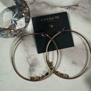 Coach Gold-Tone Logo Hoop Earrings
